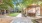 courtyard with trees seating and tables